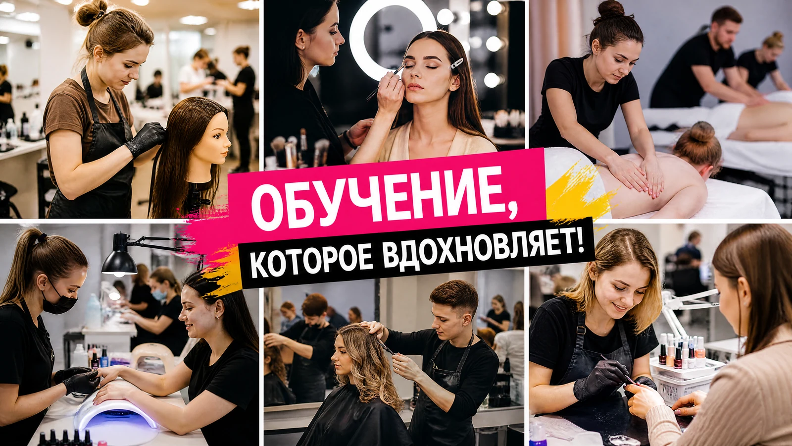 Обучение, которое вдохновляет! Практика парикмахерского дела, визажа, массажа и маникюра.